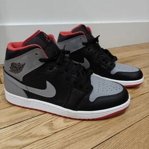 Nike Black and Gray High-Tops with Red Accents